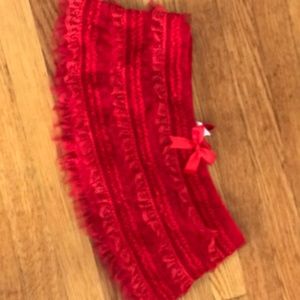 Red Ruffle skirt with small bows front and back